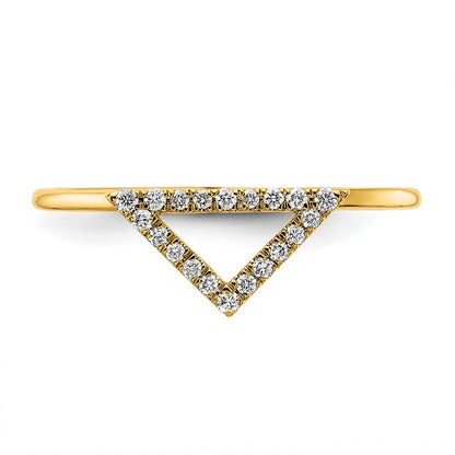 14K Yellow Gold Polished Real Diamond Triangle Ring