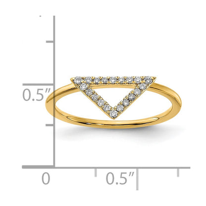 14K Yellow Gold Polished Real Diamond Triangle Ring