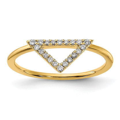 14K Yellow Gold Polished Real Diamond Triangle Ring