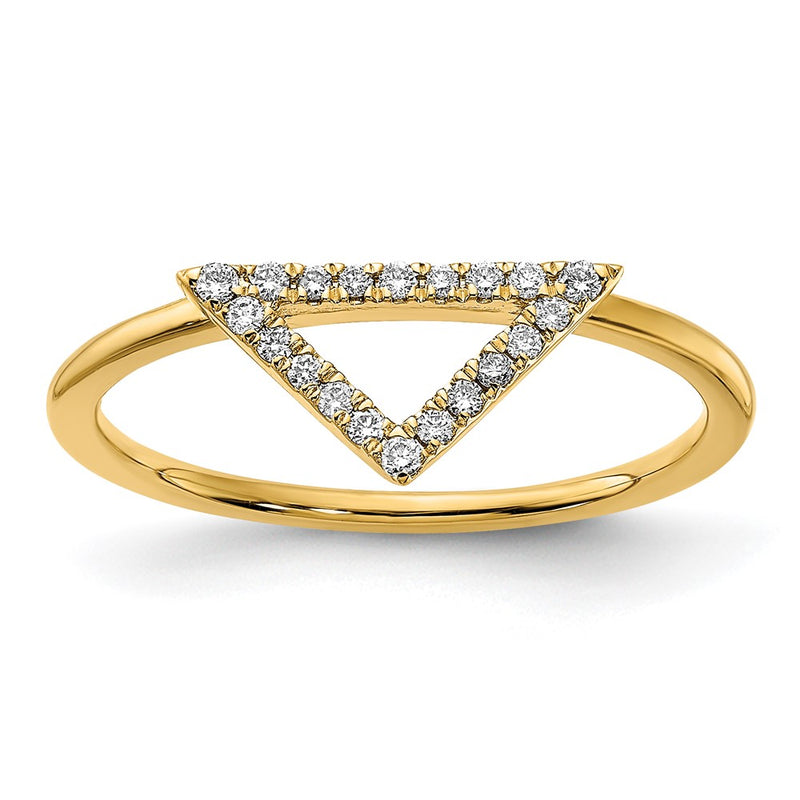 14K Yellow Gold Polished Real Diamond Triangle Ring