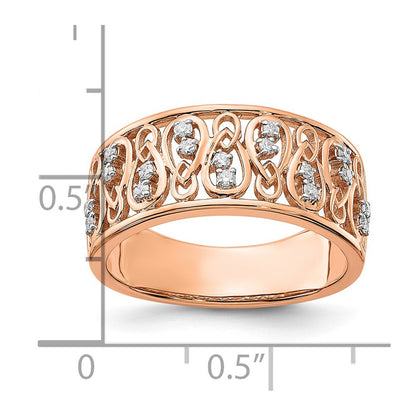 14k Rose Gold Polished Real Diamond Fancy Filigree Band