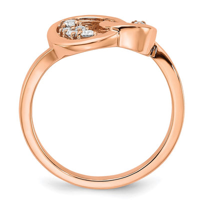 14k Rose Gold Polished Real Diamond Double Circle Ring