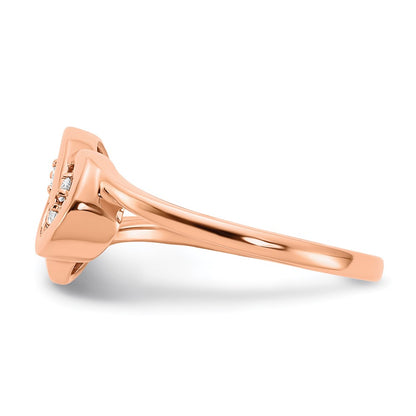 14k Rose Gold Polished Real Diamond Double Circle Ring