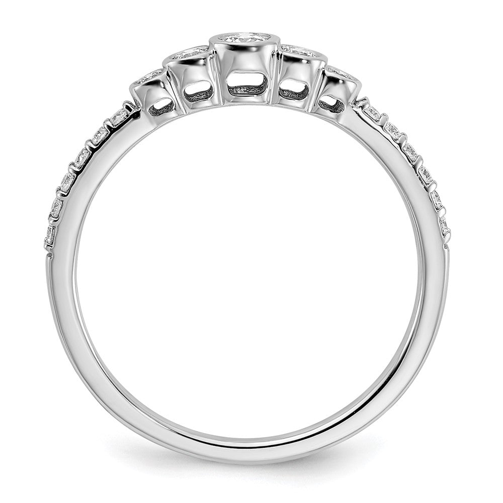 14k White Gold Polished Real Diamond Bezel Set Center Ring