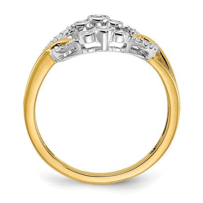 14k Two-Tone Gold Polished Real Diamond Oval Ring