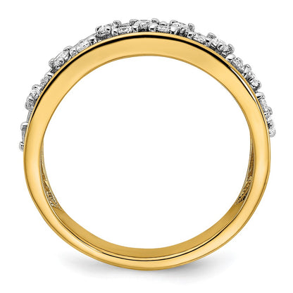 14K Yellow Gold Polished Real Diamond Band