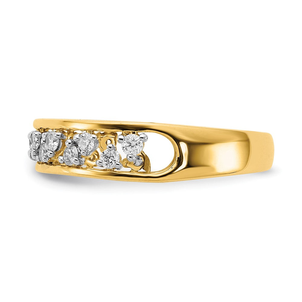 14K Yellow Gold Polished Real Diamond Band