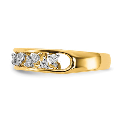 14K Yellow Gold Polished Real Diamond Band