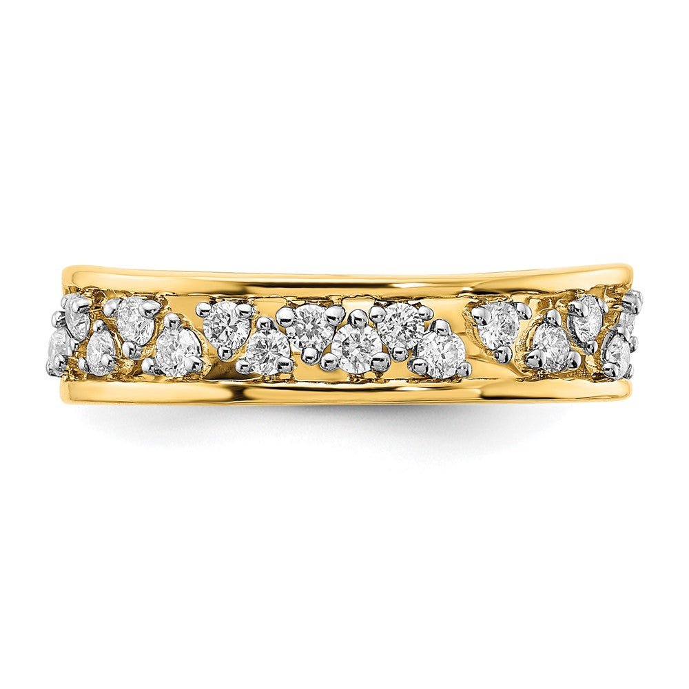 14K Yellow Gold Polished Real Diamond Band