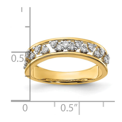 14K Yellow Gold Polished Real Diamond Band