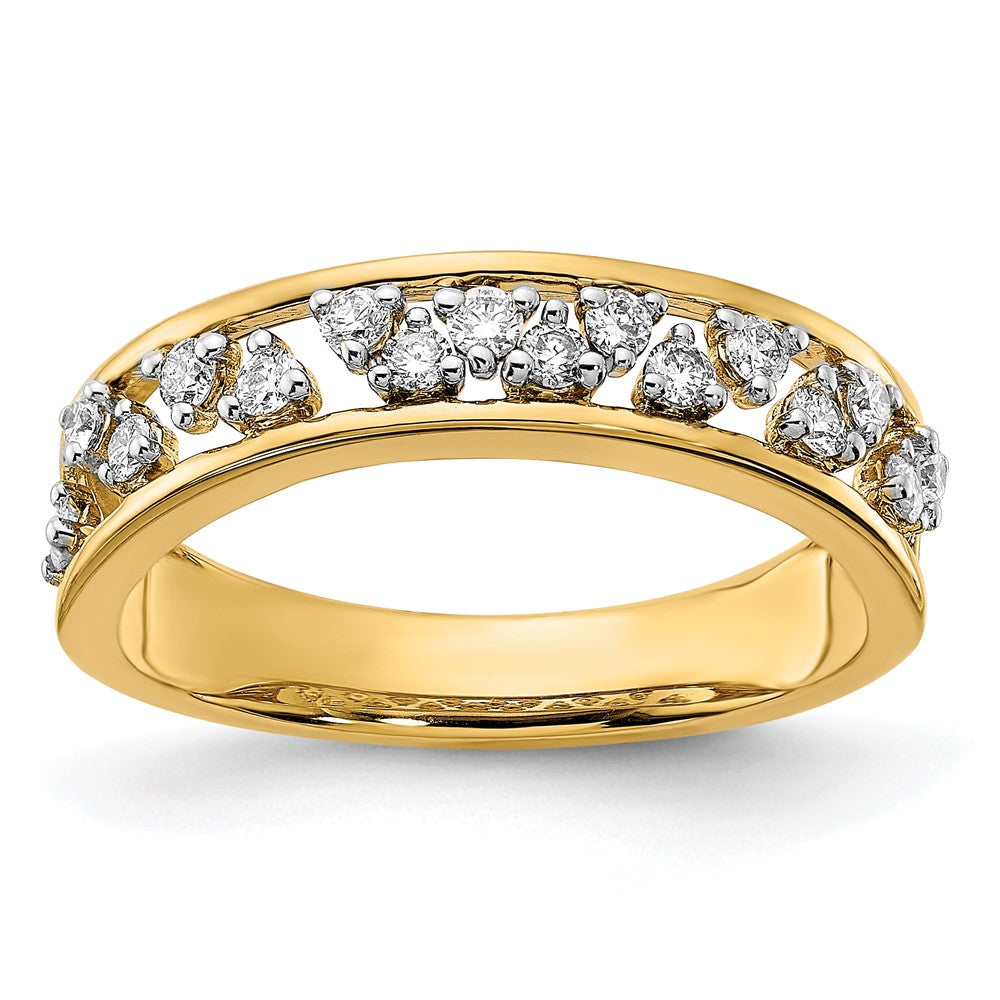 14K Yellow Gold Polished Real Diamond Band