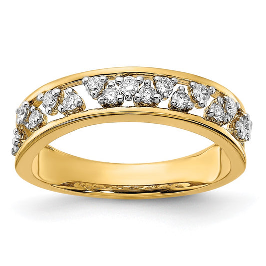 14K Yellow Gold Polished Real Diamond Band