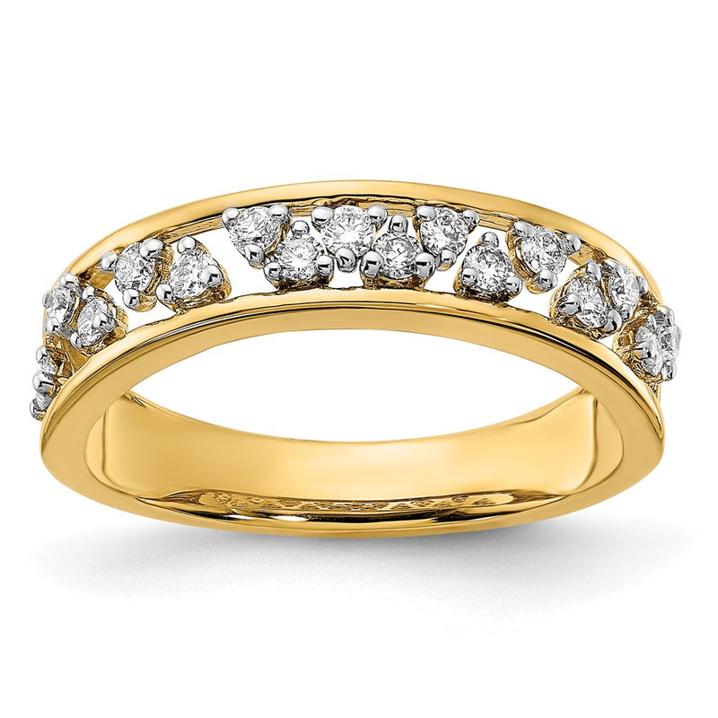 14K Yellow Gold Polished Real Diamond Band