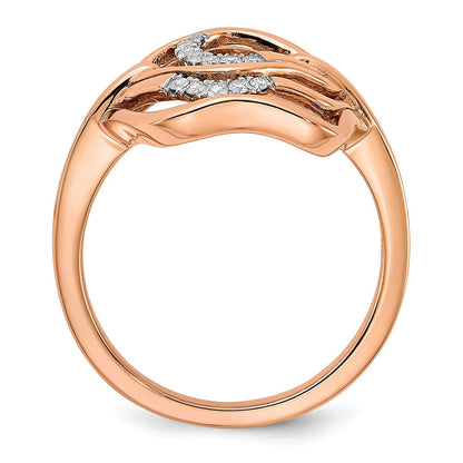 14k Rose Gold Polished Real Diamond Fancy Swirl Ring