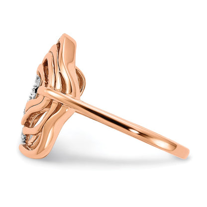 14k Rose Gold Polished Real Diamond Fancy Swirl Ring