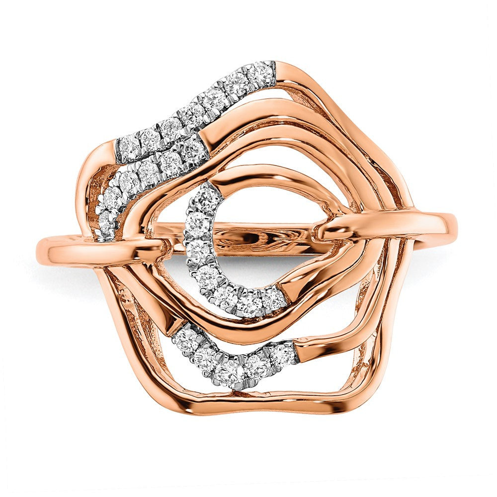 14k Rose Gold Polished Real Diamond Fancy Swirl Ring
