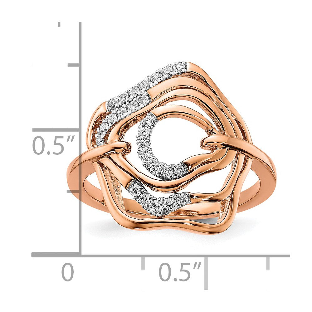 14k Rose Gold Polished Real Diamond Fancy Swirl Ring