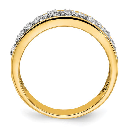 14K Yellow Gold Polished Real Diamond Cluster Center Ring