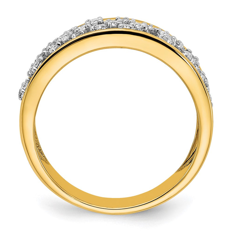 14K Yellow Gold Polished Real Diamond Cluster Center Ring