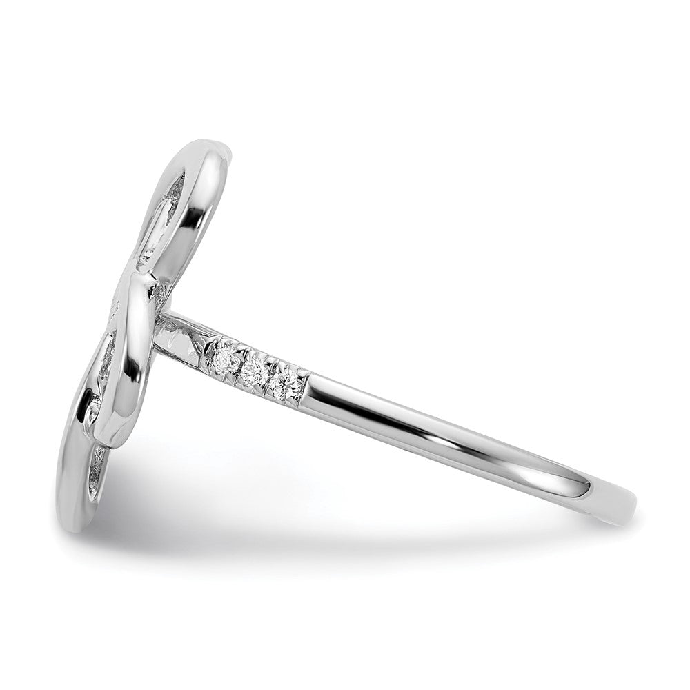 14k White Gold Polished Real Diamond Flower Ring