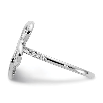 14k White Gold Polished Real Diamond Flower Ring