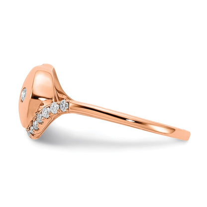 Solid 14k Rose Gold Polished Simulated CZ Teardrop w/Flower Bypass Ring