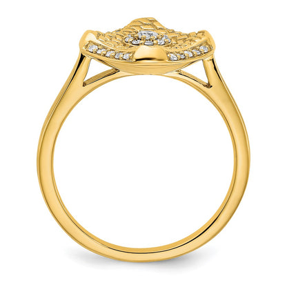 14K Yellow Gold Polished Real Diamond Square Weave Ring