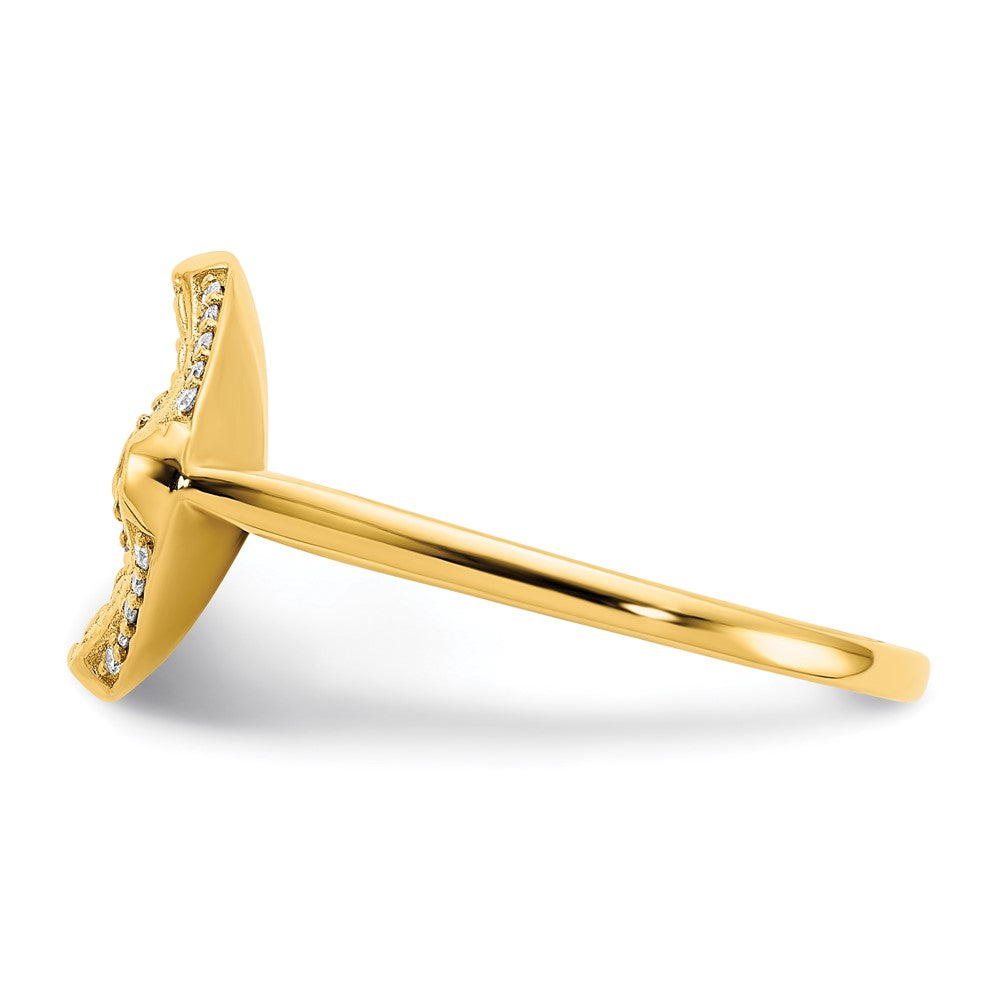 14K Yellow Gold Polished Real Diamond Square Weave Ring