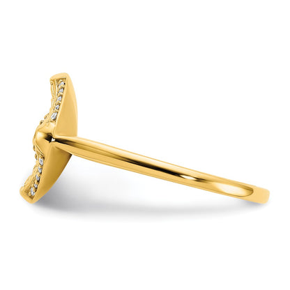 14K Yellow Gold Polished Real Diamond Square Weave Ring
