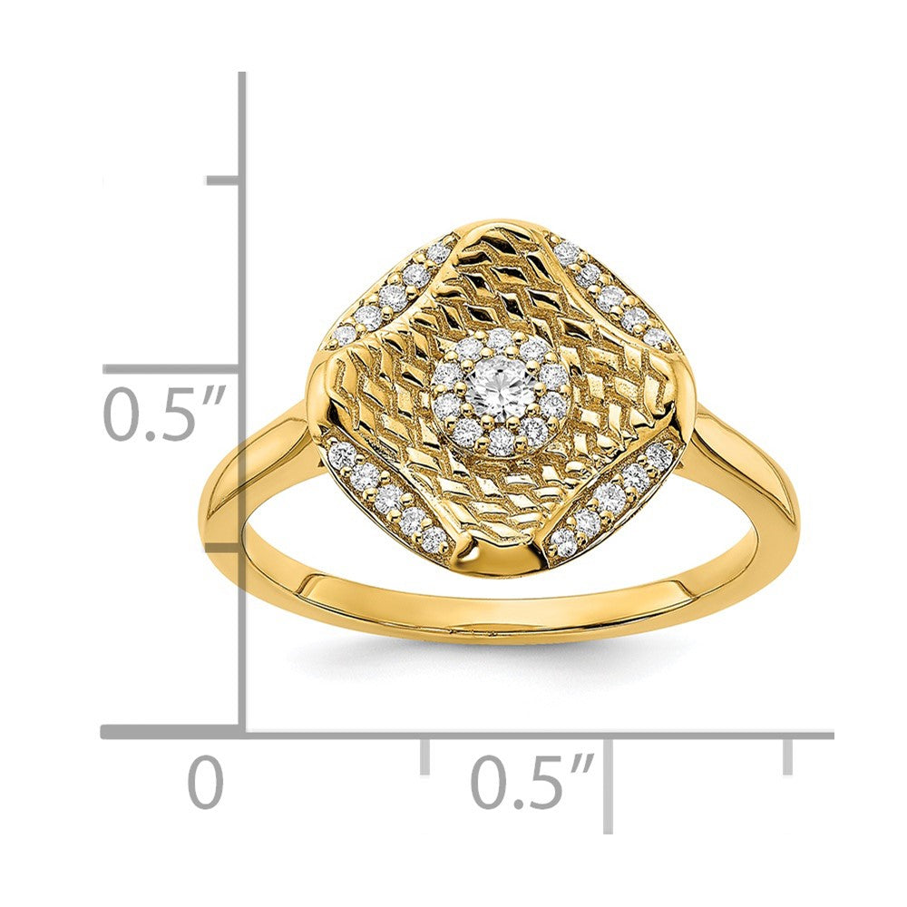 14K Yellow Gold Polished Real Diamond Square Weave Ring