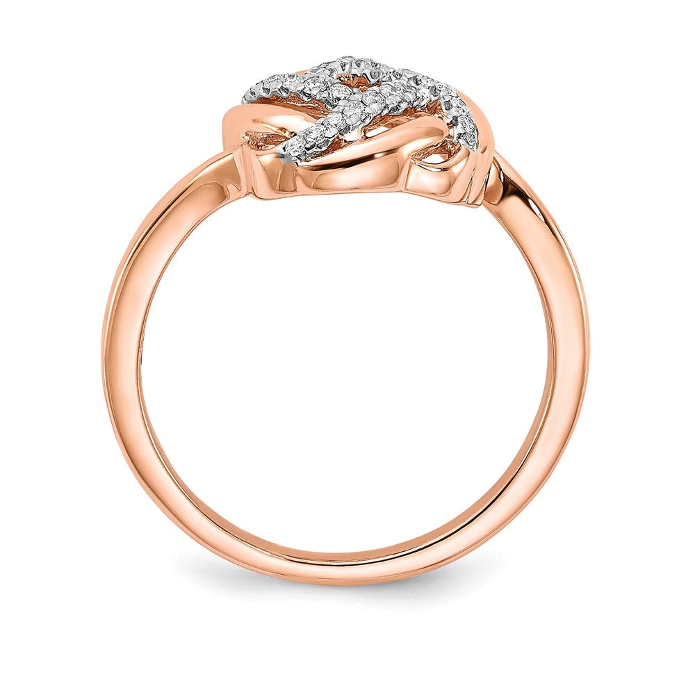 14k Rose Gold Polished Real Diamond Love Knot Ring