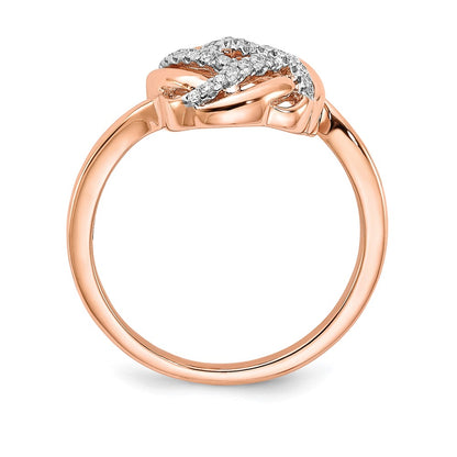 14k Rose Gold Polished Real Diamond Love Knot Ring