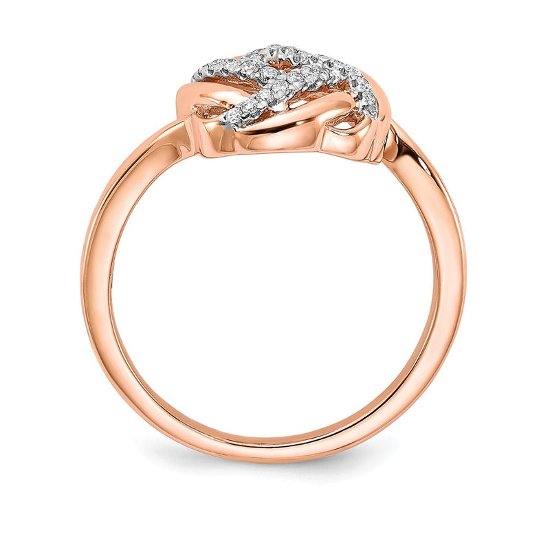 14k Rose Gold Polished Real Diamond Love Knot Ring