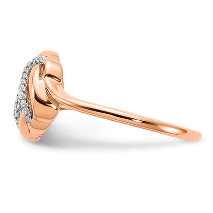 14k Rose Gold Polished Real Diamond Love Knot Ring
