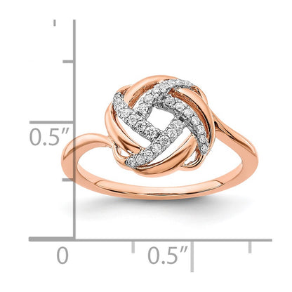 14k Rose Gold Polished Real Diamond Love Knot Ring