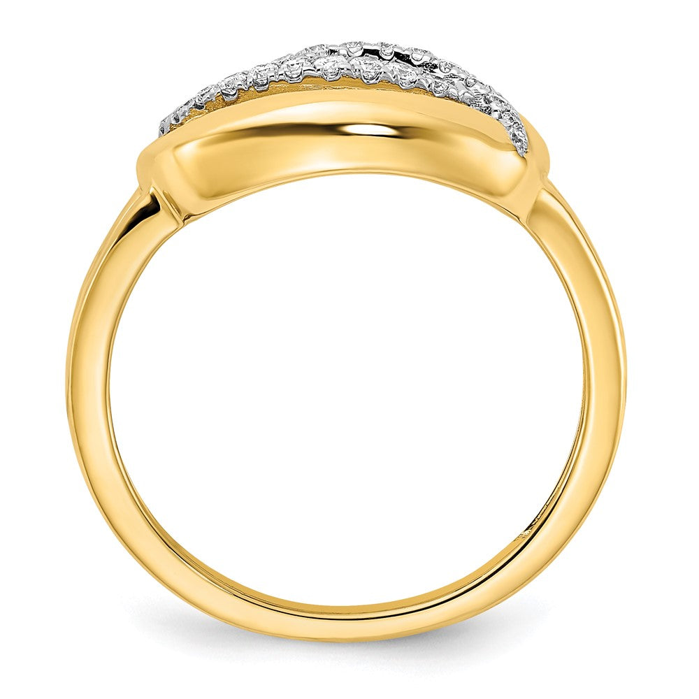 14K Yellow Gold Polished Real Diamond Oval Ring