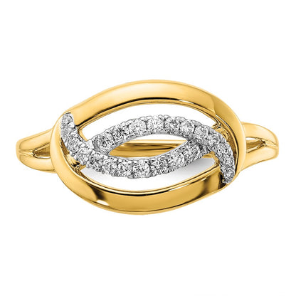 14K Yellow Gold Polished Real Diamond Oval Ring