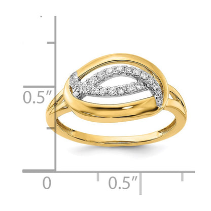 14K Yellow Gold Polished Real Diamond Oval Ring