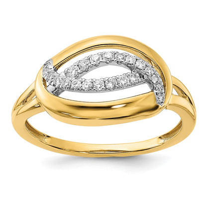 14K Yellow Gold Polished Real Diamond Oval Ring