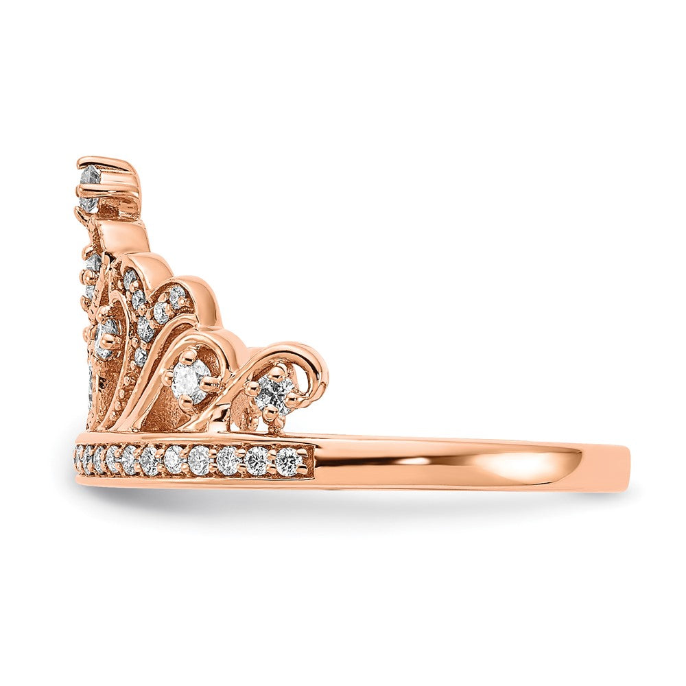 14k Rose Gold Polished Real Diamond Tiara Ring