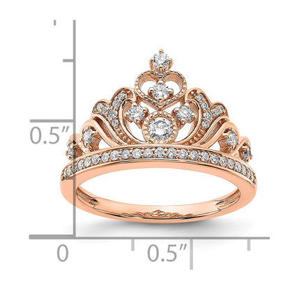 14k Rose Gold Polished Real Diamond Tiara Ring