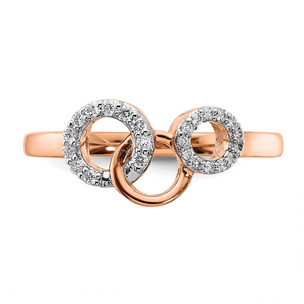 14k Rose Gold Real Diamond Circles Ring