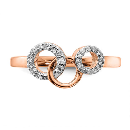 14k Rose Gold Real Diamond Circles Ring