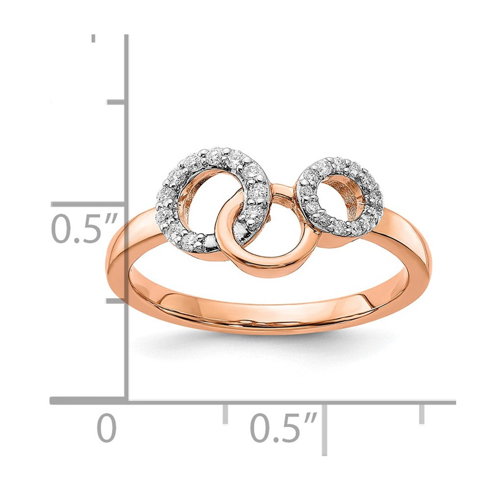 14k Rose Gold Real Diamond Circles Ring