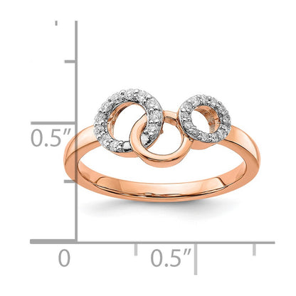 14k Rose Gold Real Diamond Circles Ring