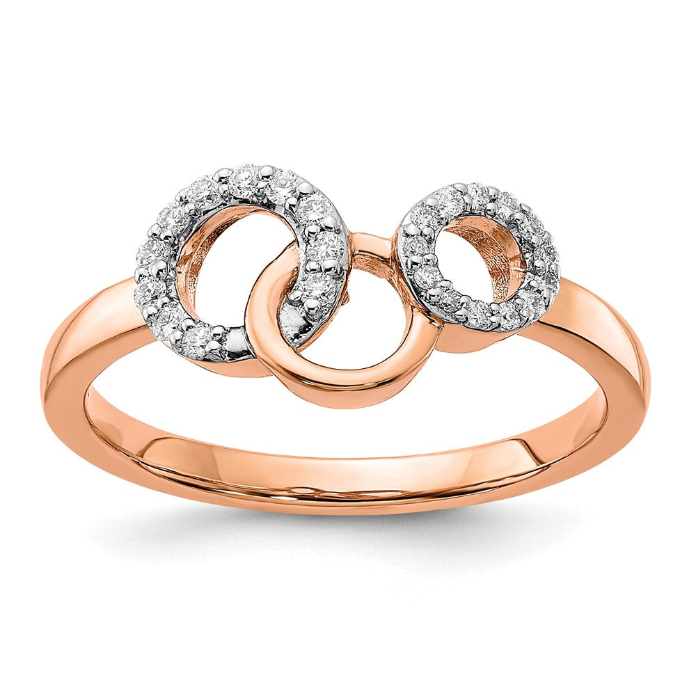 14k Rose Gold Real Diamond Circles Ring