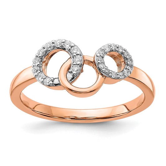 14k Rose Gold Real Diamond Circles Ring