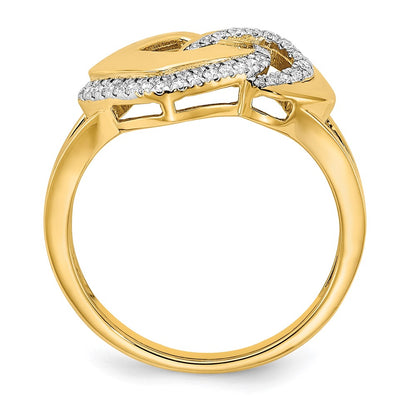 14K Yellow Gold Polished Real Diamond Fancy Shaped Ring