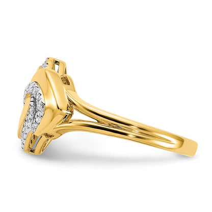 14K Yellow Gold Polished Real Diamond Fancy Shaped Ring