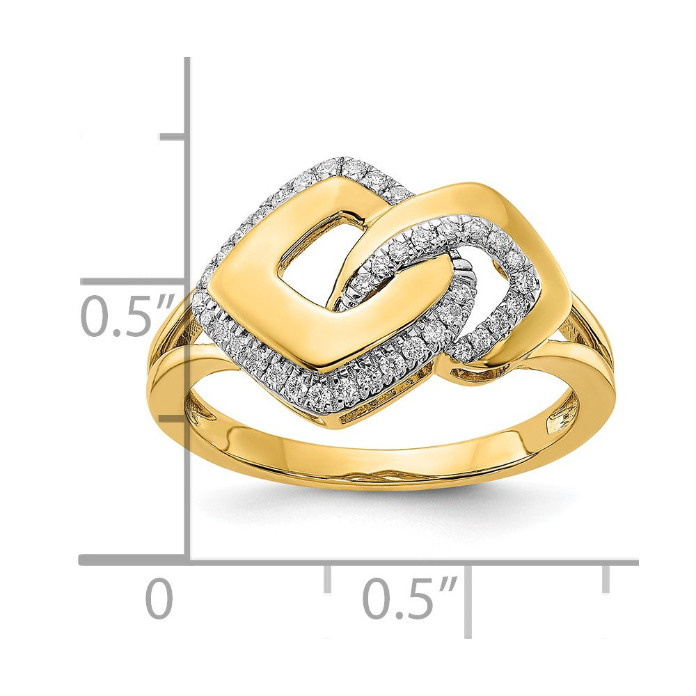 14K Yellow Gold Polished Real Diamond Fancy Shaped Ring